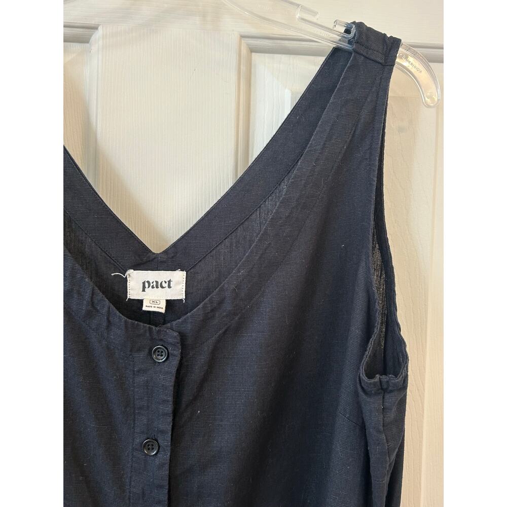 Pact Black Button-Front Midi Dress with Waist Tie - Picture 5 of 10